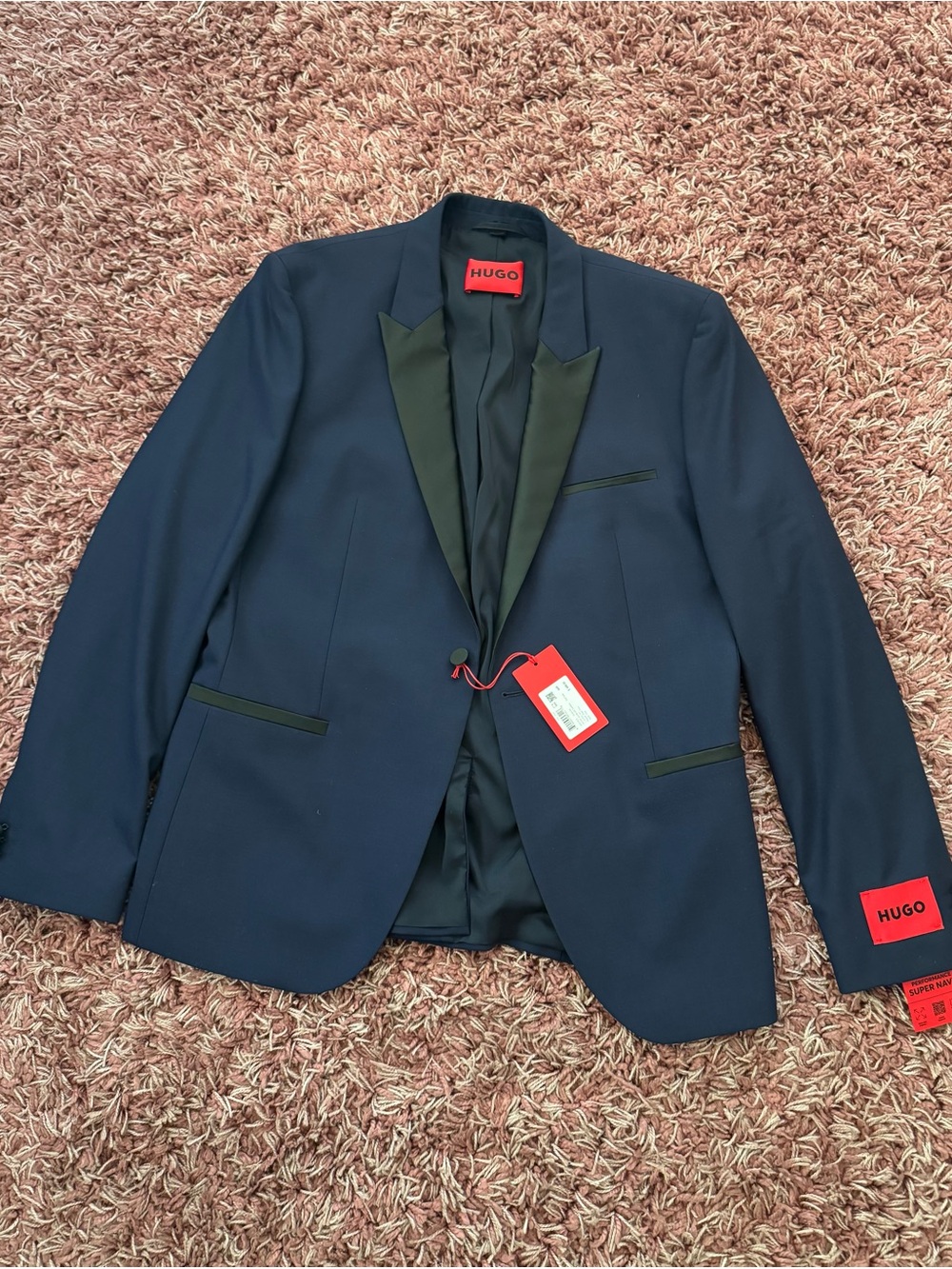 HUGO Navy Tuxedo Jacket with Black Satin Lapel